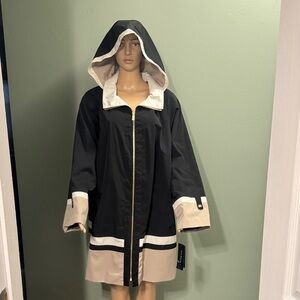 BNWT Jones NY Black and Tan Hooded Jacket size 2XL